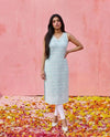 Sky Blue Embroidered Cotton Blended Sleeveless Straight Cut Long Kurta-2