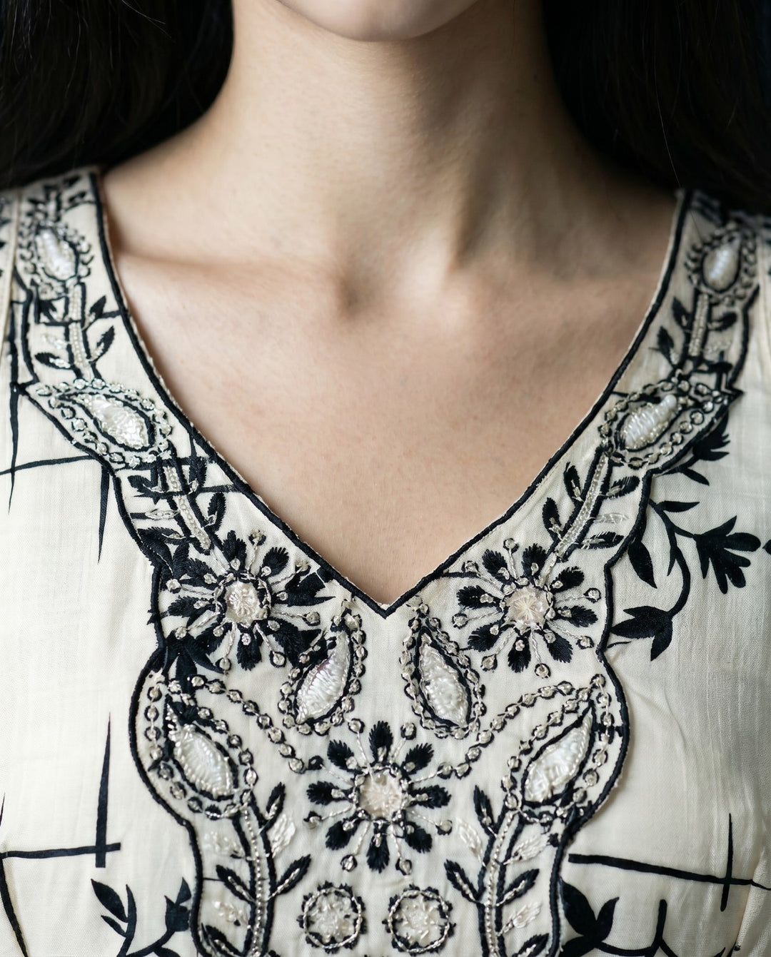 White Embroidered Viscose Blended Sleeveless Straight Long Kurta