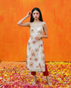 Multi-colour Embroidered Viscose Blended Spaghetti Strap Straight Cut Long Kurta