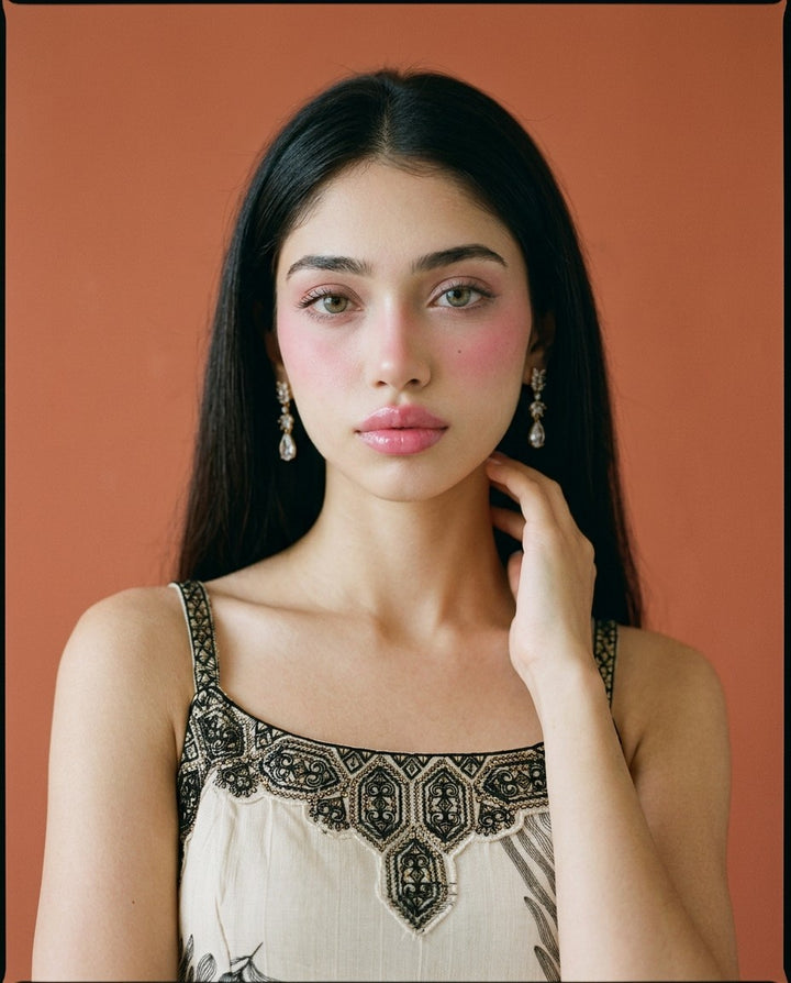 White Embroidered Viscose Blended Spaghetti Strap Straight Cut Long Kurta