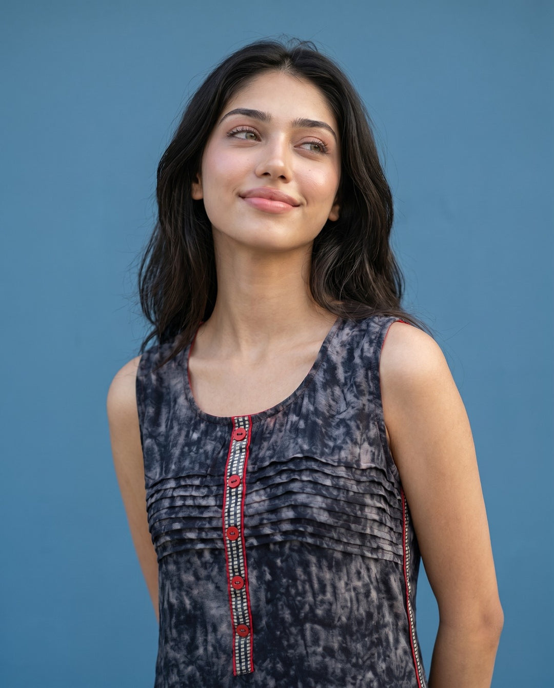 Black Printed Viscose Blended Straight cut Long Kurta