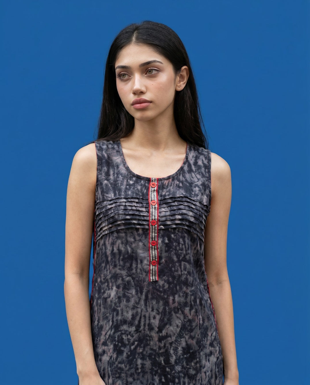 Black Printed Viscose Blended Straight cut Long Kurta