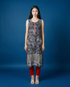 Black Printed Viscose Blended Straight cut Long Kurta