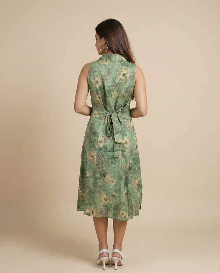 Pista Printed Viscose Blended Midi Dress