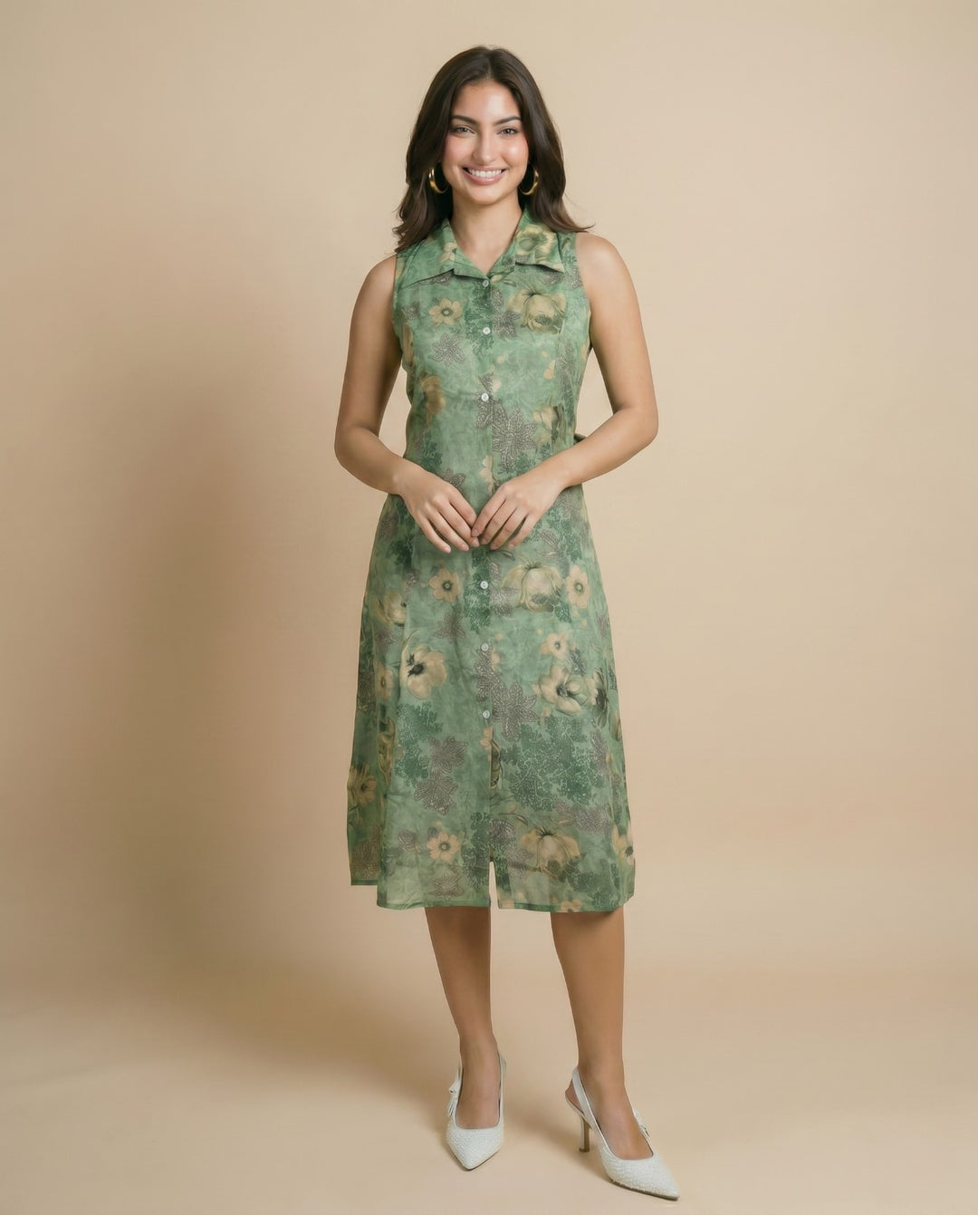 Pista Printed Viscose Blended Midi Dress