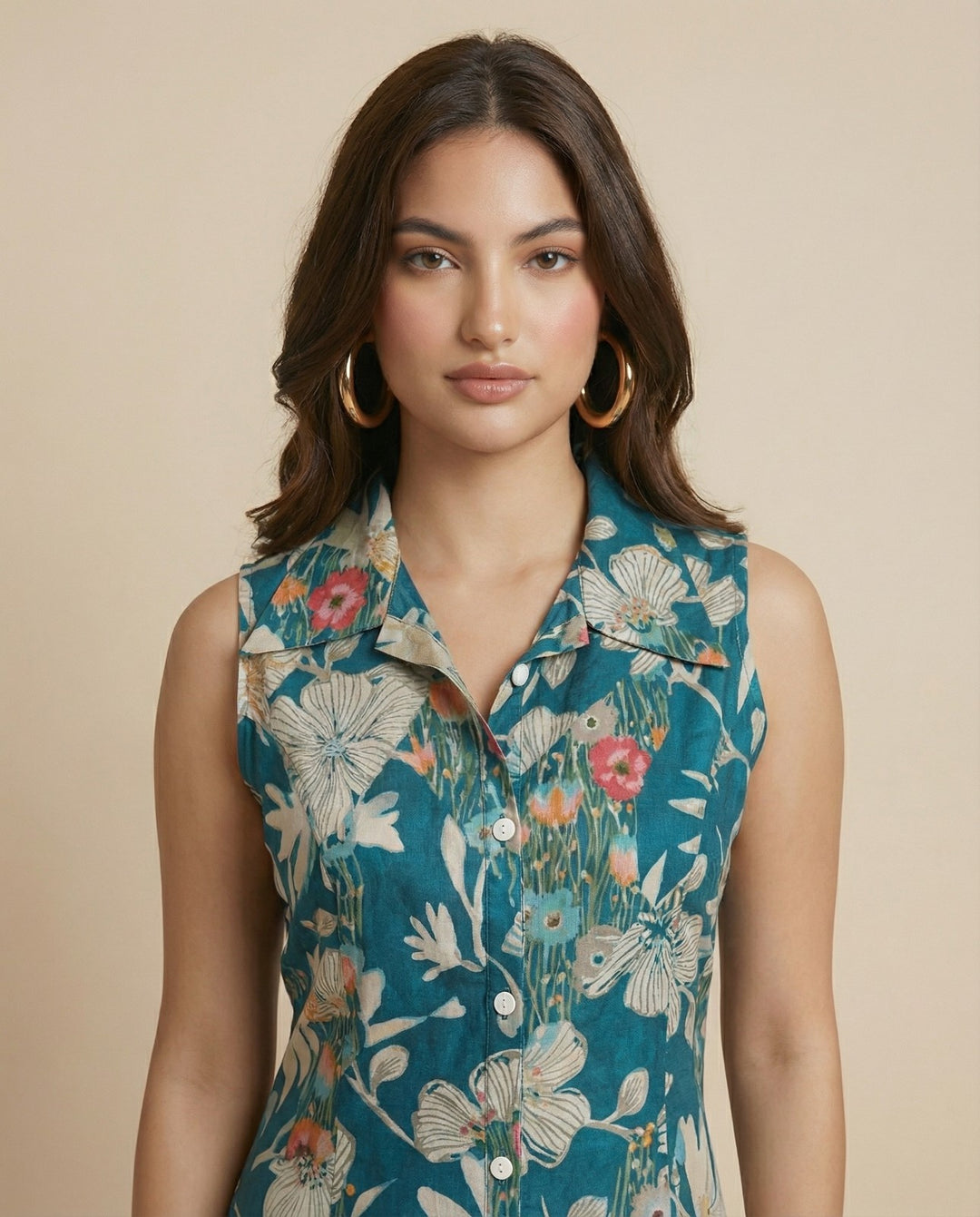 Peacock Printed Viscose Blended Midi Dress