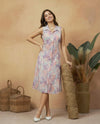 Lavender Printed Viscose Blended Midi Dress