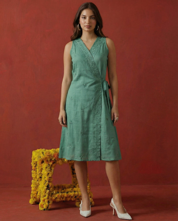 Pista Embroidered Cotton Blended Midi Dress