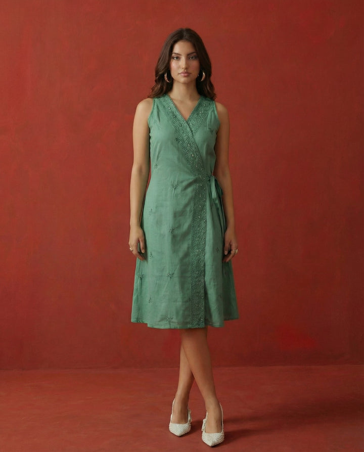 Pista Embroidered Cotton Blended Midi Dress