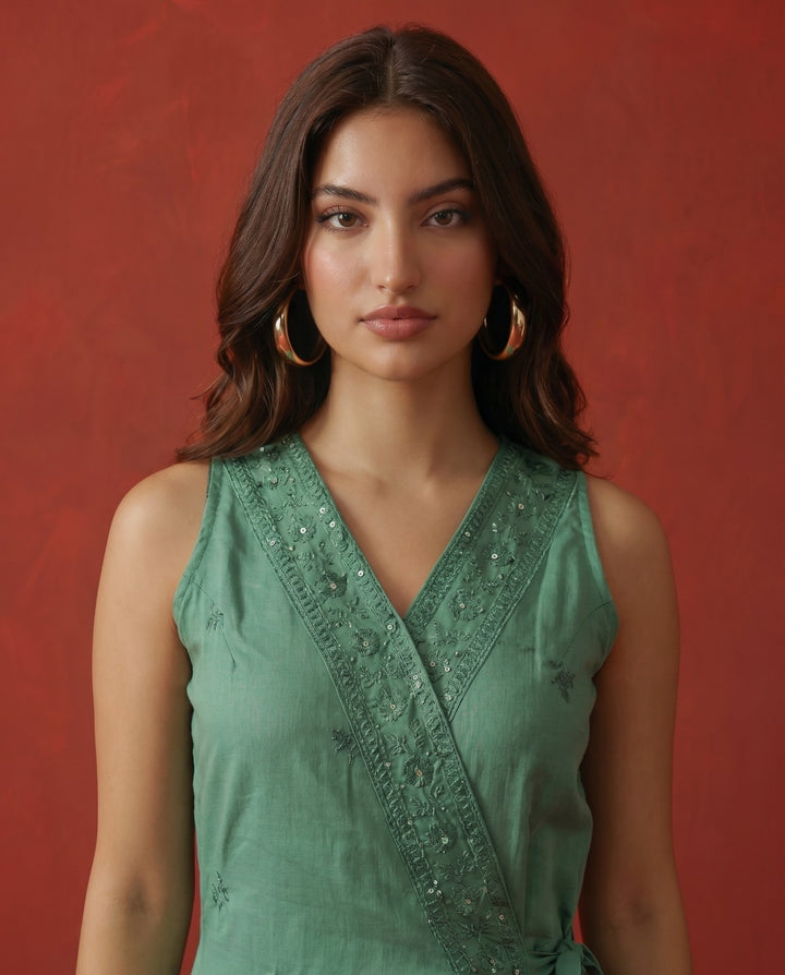 Pista Embroidered Cotton Blended Midi Dress