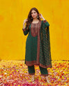 Green Blended Viscose Kurta Bottom Dupatta Set