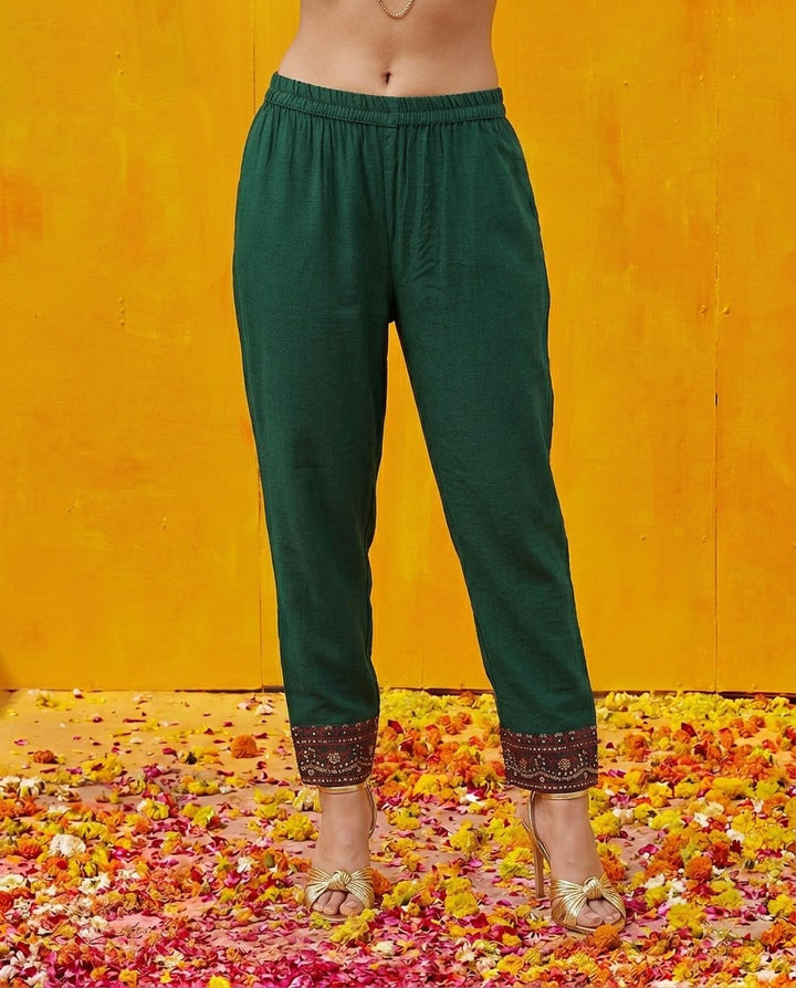 Green Blended Viscose Kurta Bottom Dupatta Set