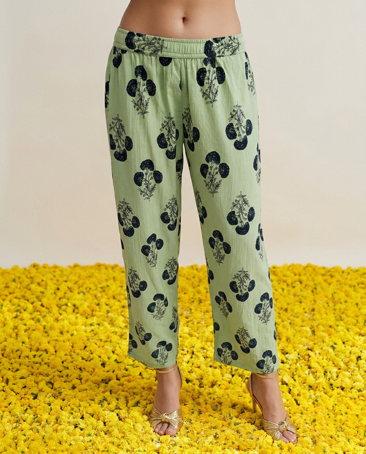 Pista Printed cotton Kurta Bottom Dupatta Set