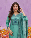 Blue Embroidered Silk Blended Kurta Bottom Dupatta Set