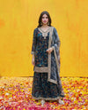 Multi Colour Printed Embroidered Silk Blended 3/4 Sleeves Kurta Bottom Dupatta Set