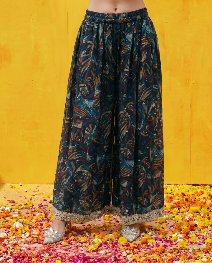 Multi Colour Printed Embroidered Silk Blended 3/4 Sleeves Kurta Bottom Dupatta Set