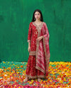 Pink Printed Embroidered Silk Blended 3/4 Sleeves Kurta Bottom Dupatta Set
