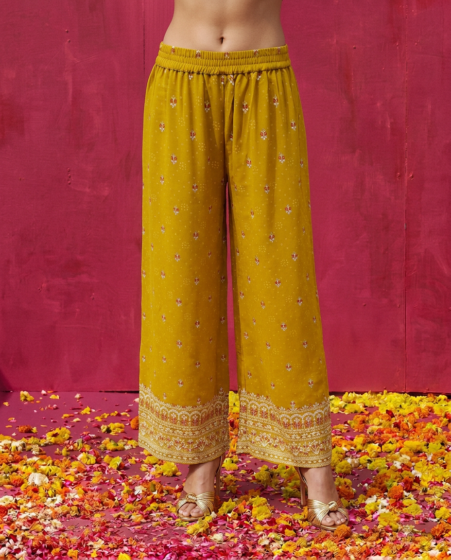 Yellow Embroidered Georgette Kurta Bottom Dupatta Set
