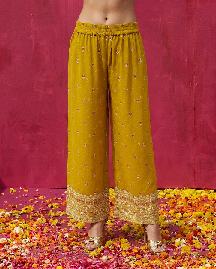 Yellow Embroidered Georgette Kurta Bottom Dupatta Set