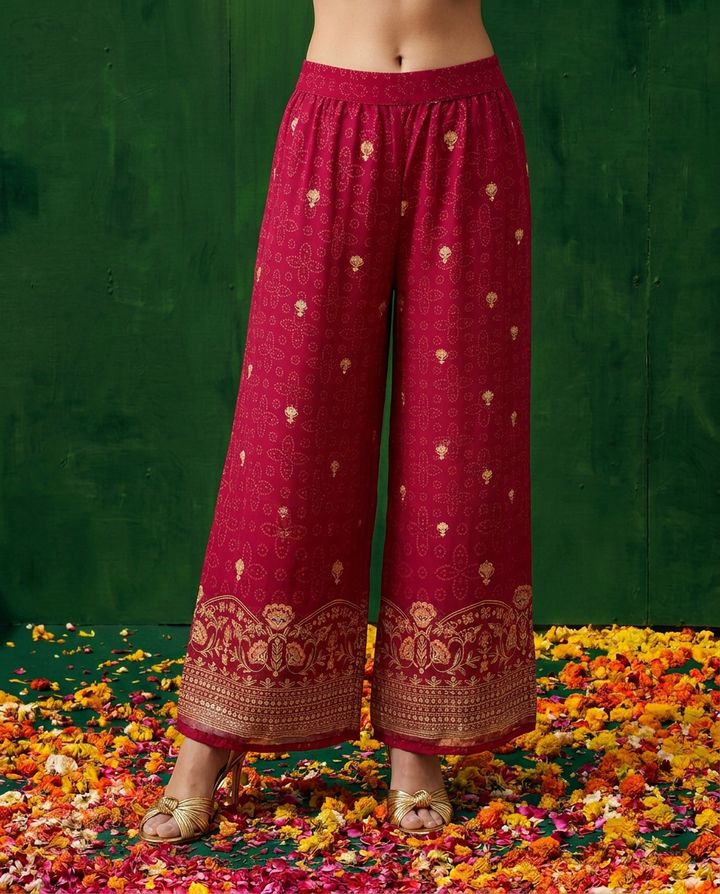 Red Embroidered Georgette Kurta Bottom Dupatta Set