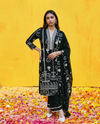 Black Embriodered cotton Kurta Bottom Dupatta Set