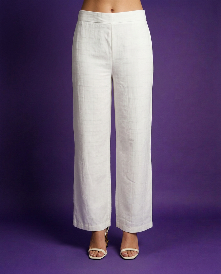 White Solid Viscose Blended Korean Style Co-Ord Set